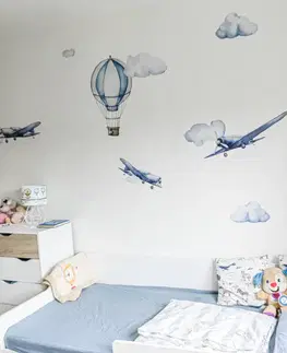 Nálepky na stenu Samolepky na stenu pre deti - Akvarelové lietadlá a balóny