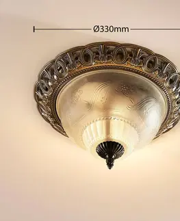 Stropné svietidlá Lindby Klasické stropné svietidlo Anni sklenené leptané