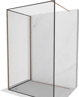 Sprchové dvere MEXEN/S - Kioto Sprchová zástena WALK-IN 130 x 70 cm, čierny vzor, meď kartáčovaná 800-130-212-65-70-070
