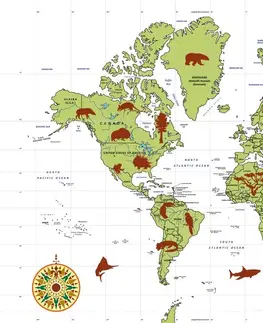 Samolepiace tapety Samolepiaca tapeta mapa so zvieratami