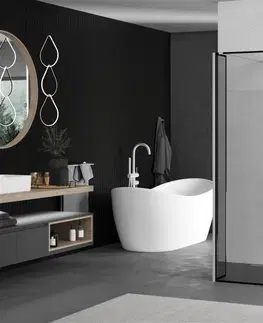 Sprchové dvere MEXEN/S - Kioto Sprchová zástena WALK-IN voľne stojaca 130 x 30 x 30 cm, čierny vzor, biela 800-130-030-222-20-70-030