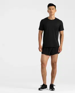 nordic walking Pánske bežecké tričko 100 Dry priedušné čierne