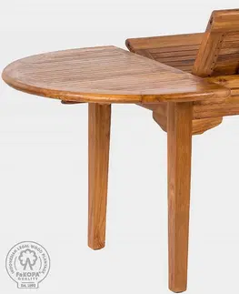 Stolčeky DEOKORK Záhradný teakový stôl ovál ELEGANTE (rôzne dĺžky) 130/180x120 cm