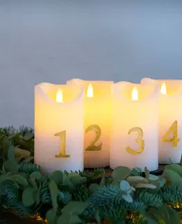 LED sviečky Sirius LED sviečka Sara Advent 4 ks 12,5 cm biela/zlatá