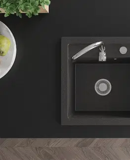 Kuchynské drezy MEXEN MEXEN - Vito granitový drez 1-miska 520x490 mm, čierna škvrnité 6503521000-76