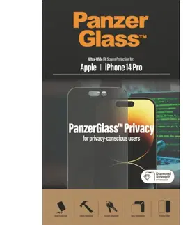 Ochranné fólie pre mobilné telefóny Ochranné sklo PanzerGlass UWF Privacy AB pre Apple iPhone 14 Pro, čierne P2772