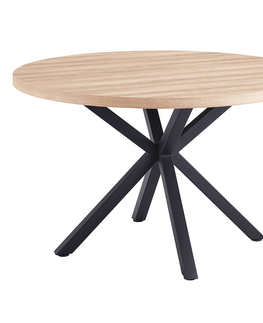 Jedálenské stoly KONDELA Medor okrúhly jedálenský stôl dub sonoma / čierna