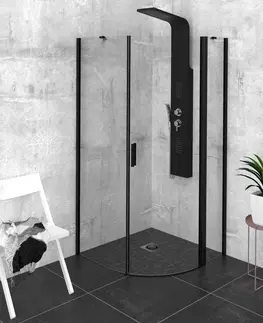 Sprchové dvere POLYSAN - ZOOM LINE BLACK štvrťkruhová sprchová zástena 900x900, číre sklo, pravá ZL2615BR