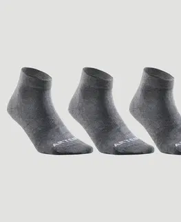 bedminton Športové ponožky RS160 stredne vysoké 3 páry tmavosivé