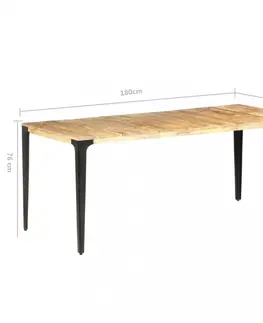 Jedálenské stoly Jedálenský stôl masívne drevo / oceľ Dekorhome 140x70x76 cm