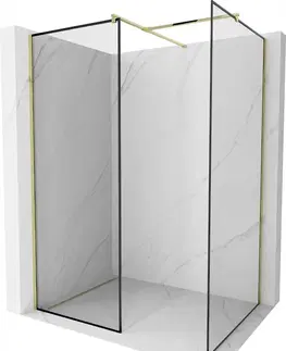 Sprchové dvere MEXEN/S - Kioto Sprchová zástena Walk-in 150 x 100 cm, čierny vzor, zlatá 800-150-202-50-70-100
