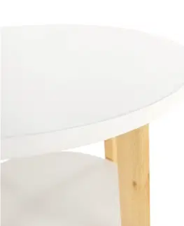 Konferenčné stolíky Príručný stolík, biela/prírodná, KASE