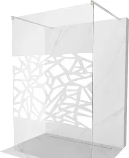 Sprchové dvere MEXEN/S - Kioto samostatne stojaca sprchová zástena 120 x 200, biely vzor 8 mm, nikel kartáčovaná 800-120-002-97-85