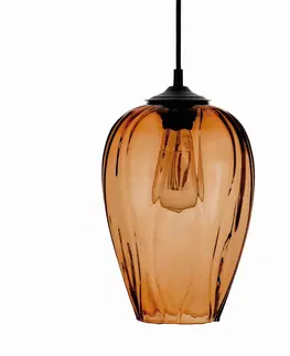 Závesné svietidlá Solbika Lighting Závesná lampa Linkeus I sklo, jantárová Ø 19 cm