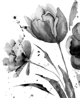 Samolepiace tapety Samolepiaca tapeta čiernobiele tulipány v zaujímavom prevedení