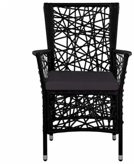 Záhradné kreslá a stoličky Záhradné stoličky 2 ks polyratan Dekorhome Čierna
