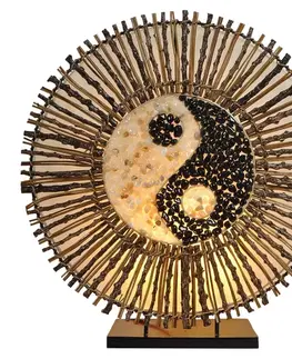 Stolové lampy Woru Stolová lampa Ying Yang Batur okrúhla 40 cm hnedá