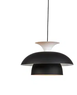 Zavesne lampy Moderná okrúhla závesná lampa čierna s bielou 3-vrstvou - Titus
