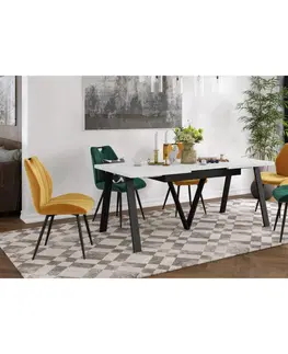 Jedálenské stoly Jedálenský rozkladací stôl, 140-290x90 cm, matná biela/čierna, AVENY