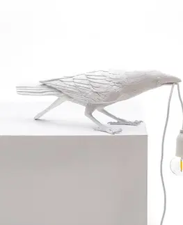 Vnútorné dekoratívne svietidlá SELETTI Stolová LED lampa Bird Lamp, hrajúca, biela