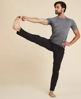 nohavice Pánske nohavice na dynamickú jogu ľahké čierne