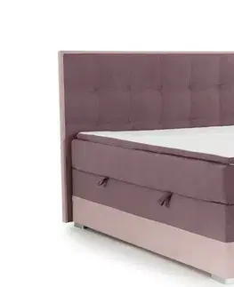 Postele NABBI Dalino 160 čalúnená manželská posteľ s úložným priestorom fialová / ružová