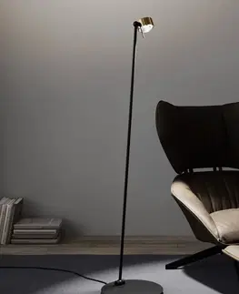 Stojacie lampy Top Light Puk! 80 Floor LED šošovky číre/matné mosadz/čierna