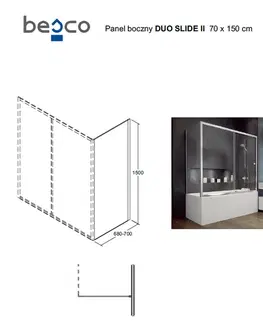 Kúpeľňa HOPA - Bočný panel k vaňovej zástene DUO SLIDE II - FARBA rámu - Hliník leštený, Rozmer A - 70 cm, Rozmer C - 150 cm, Smer zatvárania - Univerzálne Ľavé / Pravé BCDUSL70CC