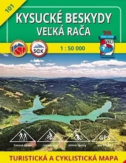 Turistika, skaly Kysucké Beskydy - Veľká Rača - TM 101 - 1: 50 000