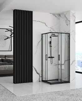 Sprchovacie kúty REA/S - Sprchovací kút PUNTO 80x80 - čierny So sprchovou vaničkou Savoy KPL-K1012