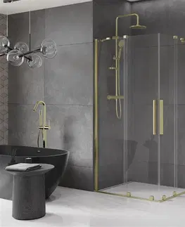 Sprchovacie kúty MEXEN/S - Velar Duo štvorcový sprchovací kút 90 x 80, transparent, zlatá kartáčovaná 871-090-080-02-55