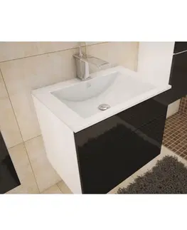 Kúpeľňový nábytok Skrinka pod umývadlo, biela/čierna extra vysoký lesk HG, MASON BL13