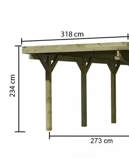 Záhradné domčeky Drevený prístrešok / carport CLASSIC 2B s plechmi Lanitplast