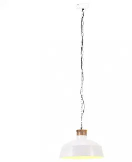 Osvetlenie Závesná lampa biela / mangovníkové drevo Dekorhome 32 cm