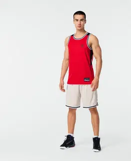 nohavice Basketbalové šortky SH500 obojstranné unisex červeno-béžové
