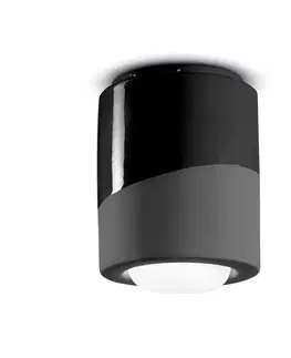 Bodové svetlá Ferroluce Stropné svietidlo PI, valcové, Ø 12,5 cm čierne