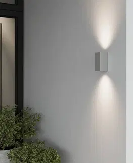 Vonkajšie nástenné svietidlá Lucande Strieborné vonkajšie nástenné svietidlo Tavi LED