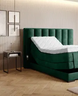 Elektrické polohovacie Elektrická polohovacia boxspringová posteľ VERONA Eltap Lukso 39 - tmavo zelená