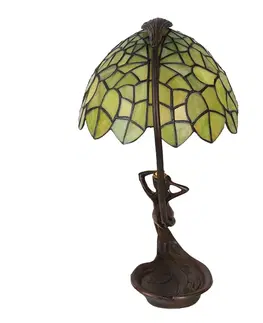 Stolové lampy Clayre&Eef Stolová lampa 5LL-6098 v štýle Tiffany, zelená