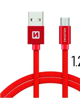 Dáta príslušenstvo Dátový kábel Swissten textilný s Micro-USB konektorom a podporou rýchlonabíjania, Red 71522206
