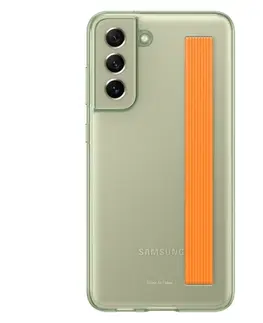 Puzdrá na mobilné telefóny Puzdro Clear Strap Cover pre Samsung Galaxy S21 FE 5G, olive EF-XG990CMEGWW