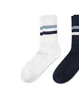 Socks Ponožky z rebrovanej pleteniny, 2 páry, modré a biele