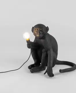 Vonkajšie dekoratívne svietidlá SELETTI Terasové LED svietidlo Monkey Lamp sediace čierna