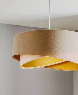 Závesné svietidlá Maco Design Závesná lampa Vivien, trojfarebná, krémová/biela/zlatá