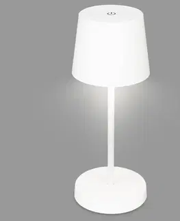 Vonkajšie osvetlenie terasy Briloner Stolová LED lampa Piha s batériou, biela