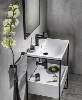 Kúpeľňa SAPHO - SKA konzola pod umývadlo so zásuvkou 600x850x460mm, čierna mat/biela lesk SKA601