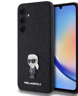 Puzdrá na mobilné telefóny Zadný kryt Karl Lagerfeld Fixed Glitter Metal Ikonik pre Samsung Galaxy A35 5G, čierny 57983119977