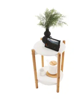 Konferenčné stolíky Príručný/nočný stolík, biela/prírodná, BAMP