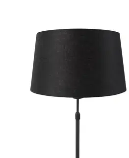 Stolove lampy Stolová lampa čierna s čiernym ľanovým tienidlom nastaviteľná 35 cm - Parte