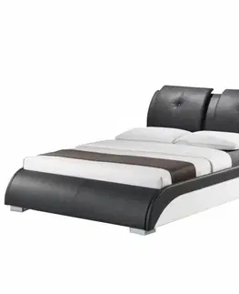 Postele KONDELA Torenzo 160 čalúnená manželská posteľ s roštom čierna / biela